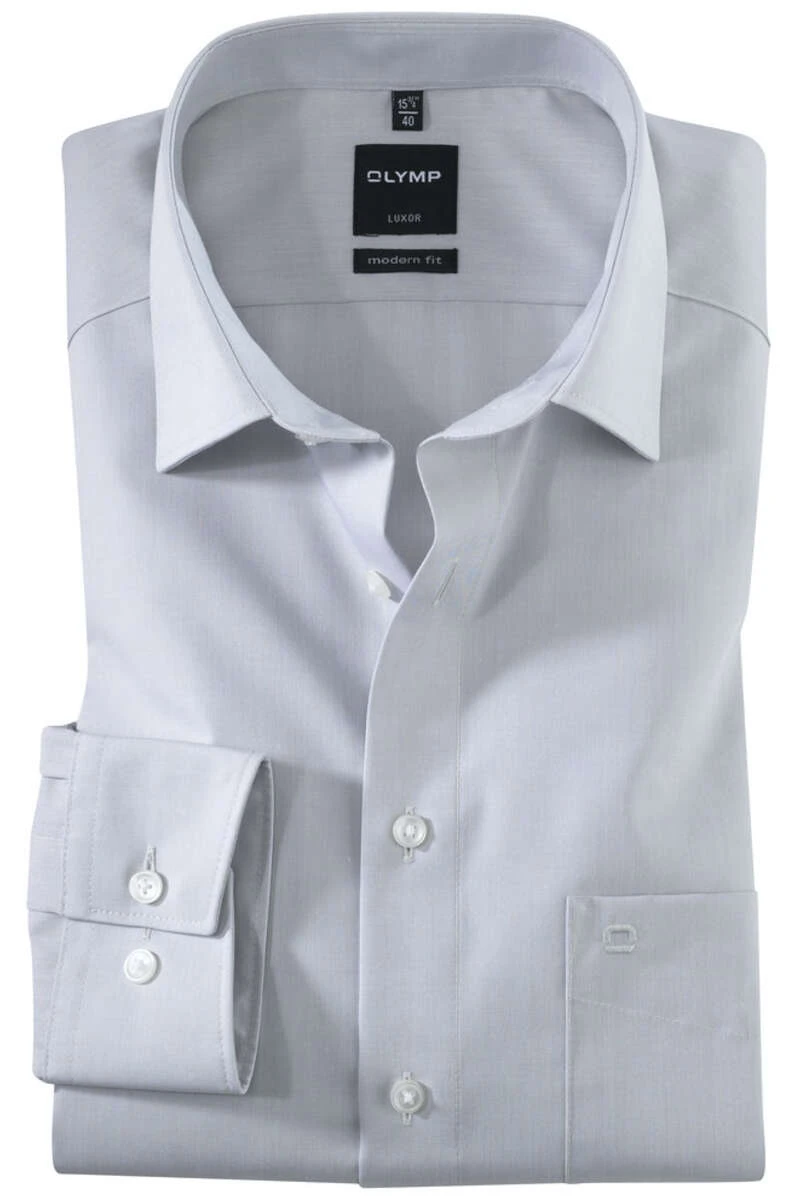 OLYMP Luxor Modern Fit Hemd Grau, Einfarbig 1 OLYMP Luxor Modern Fit Hemd Grau, Einfarbig