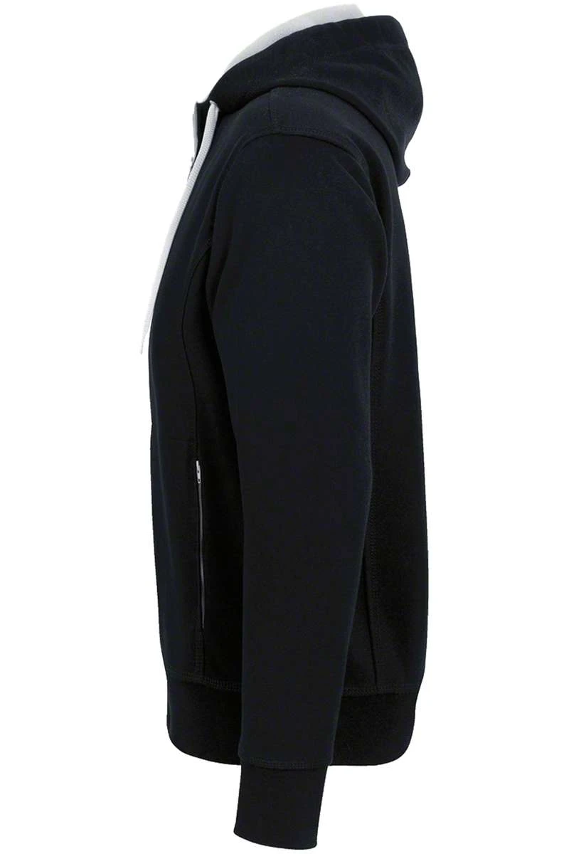 HAKRO Comfort Fit Sweatjacke Mit Kapuze Zip Schwarz/silber 2 HAKRO Comfort Fit Sweatjacke Mit Kapuze Zip Schwarz/silber – Bild 2