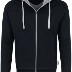 HAKRO Comfort Fit Sweatjacke Mit Kapuze Zip Schwarz/silber