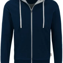 HAKRO Comfort Fit Sweatjacke Mit Kapuze Zip Dunkelblau/silber