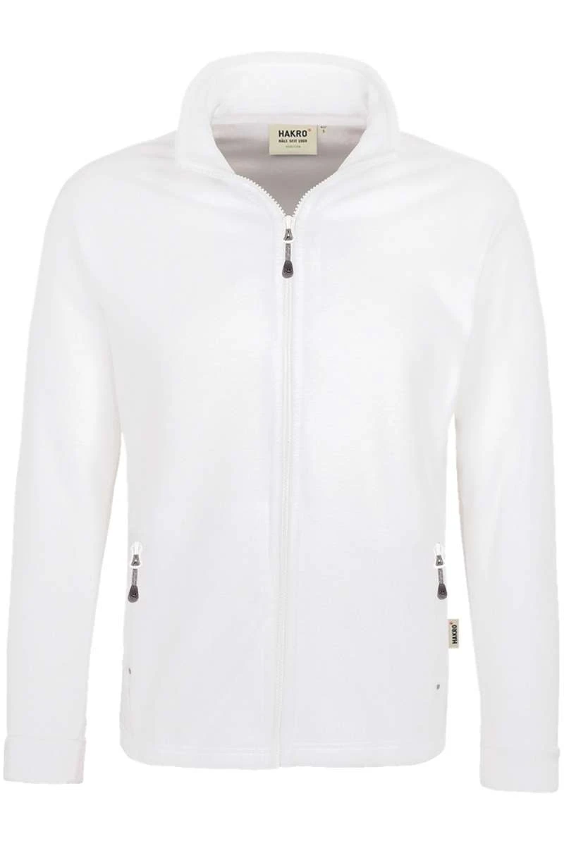 HAKRO 840 Regular Fit Herren Fleecejacke Zip Weiss 1 HAKRO 840 Regular Fit Herren Fleecejacke Zip Weiss
