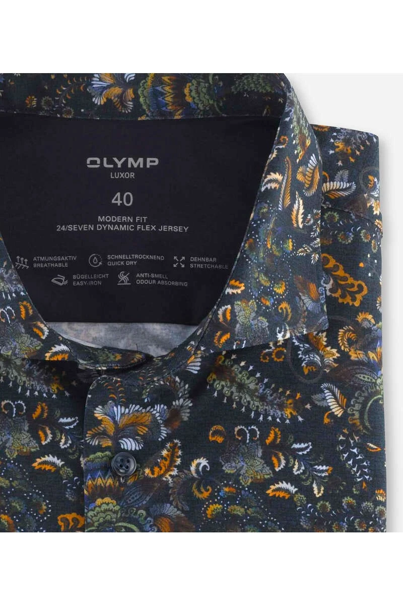 OLYMP Luxor 24/Seven Modern Fit Jerseyhemd Hellblau, Gemustert 3 OLYMP Luxor 24/Seven Modern Fit Jerseyhemd Hellblau, Gemustert – Bild 3