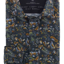 OLYMP Luxor 24/Seven Modern Fit Jerseyhemd Hellblau, Gemustert