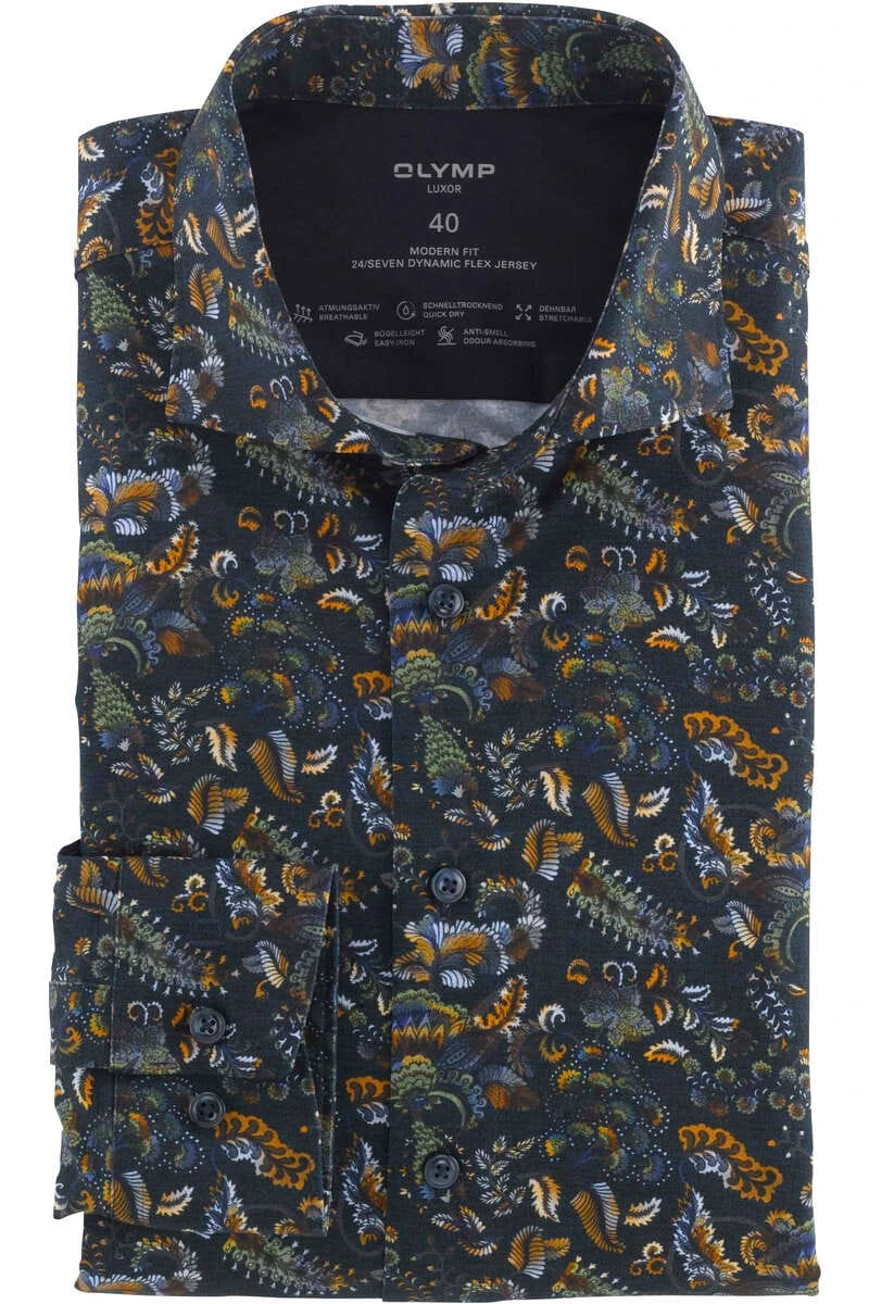 OLYMP Luxor 24/Seven Modern Fit Jerseyhemd Hellblau, Gemustert 1 OLYMP Luxor 24/Seven Modern Fit Jerseyhemd Hellblau, Gemustert