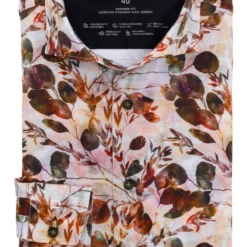 OLYMP Luxor 24/Seven Modern Fit Jerseyhemd Rotorange, Blumen