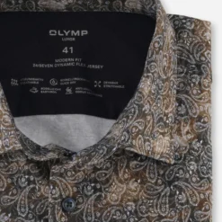 OLYMP Luxor 24/Seven Modern Fit Jerseyhemd Braun, Gemustert 7 OLYMP Luxor 24/Seven Modern Fit Jerseyhemd Braun, Gemustert -Angebote Pierre Cardin Store 1211 24 28 1 800