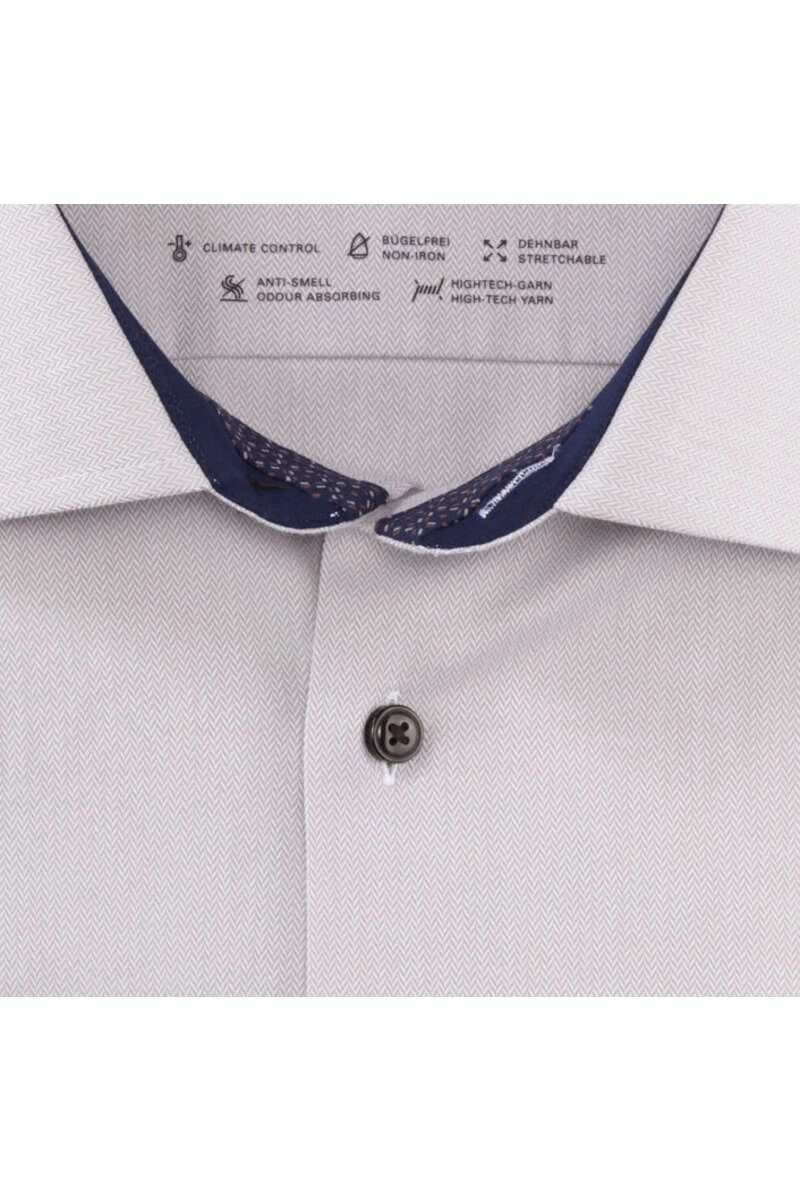 OLYMP Luxor 24/Seven Dynamic Flex Modern Fit Hemd Taupe, Fischgrat 4 OLYMP Luxor 24/Seven Dynamic Flex Modern Fit Hemd Taupe, Fischgrat – Bild 4