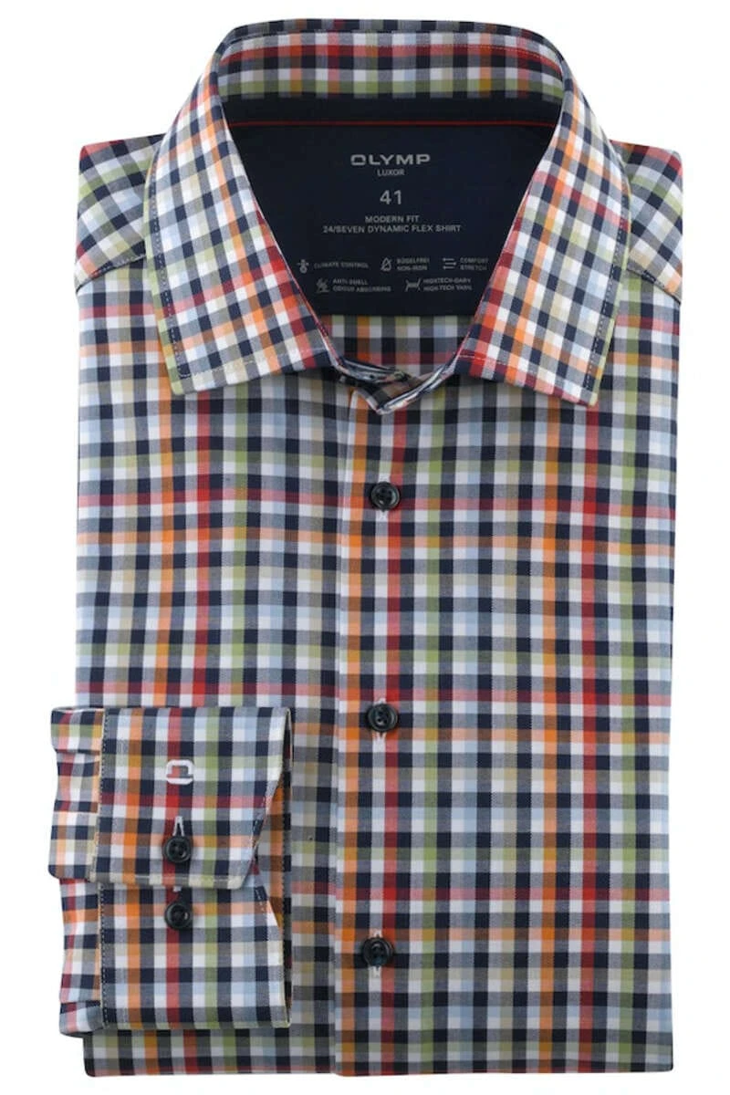 OLYMP Luxor 24/Seven Modern Fit Hemd Blau/rot/weiss, Kariert 1 OLYMP Luxor 24/Seven Modern Fit Hemd Blau/rot/weiss, Kariert