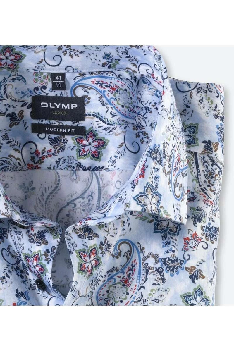 OLYMP Luxor Modern Fit Hemd Hellblau, Gemustert 2 OLYMP Luxor Modern Fit Hemd Hellblau, Gemustert – Bild 2
