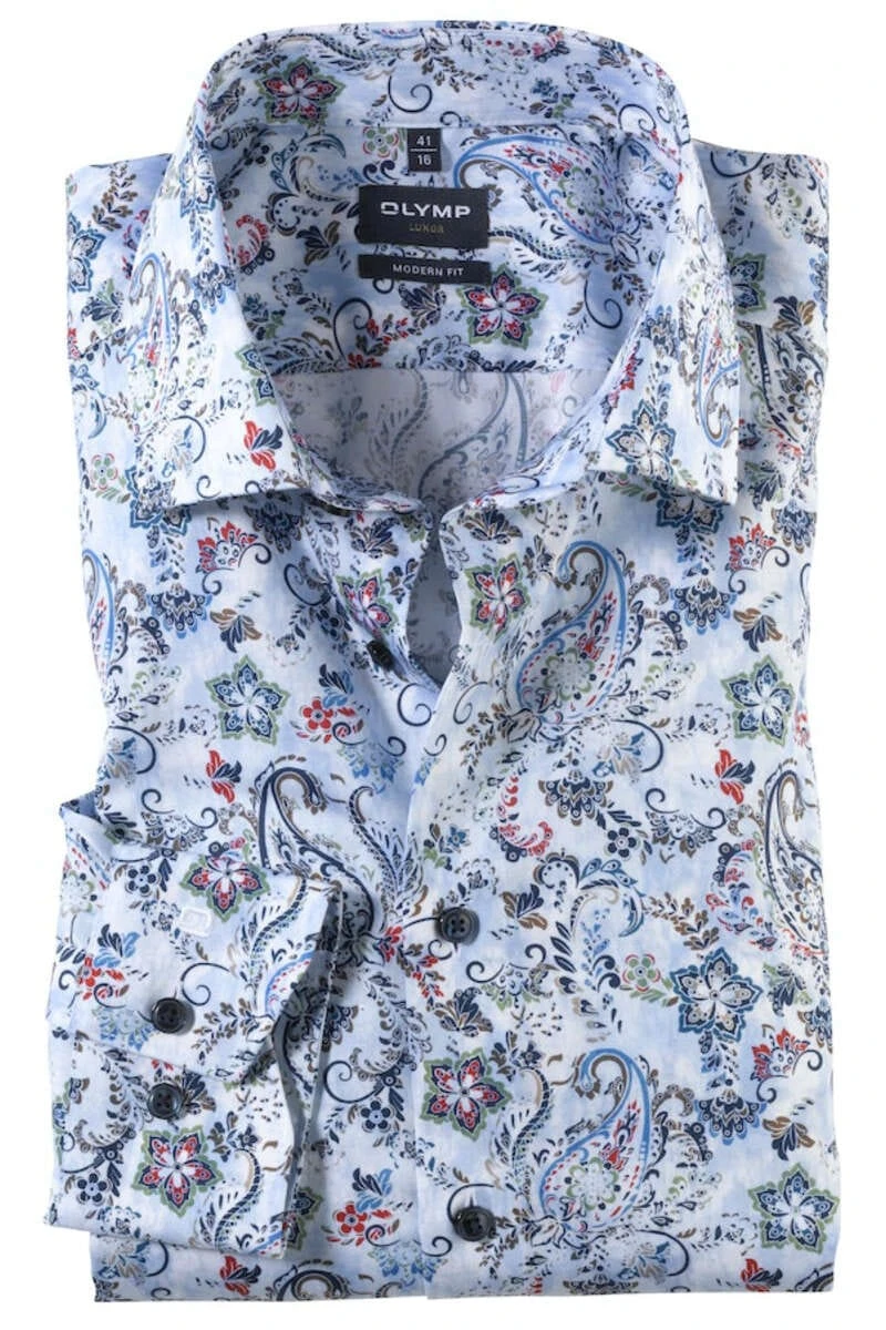OLYMP Luxor Modern Fit Hemd Hellblau, Gemustert 1 OLYMP Luxor Modern Fit Hemd Hellblau, Gemustert