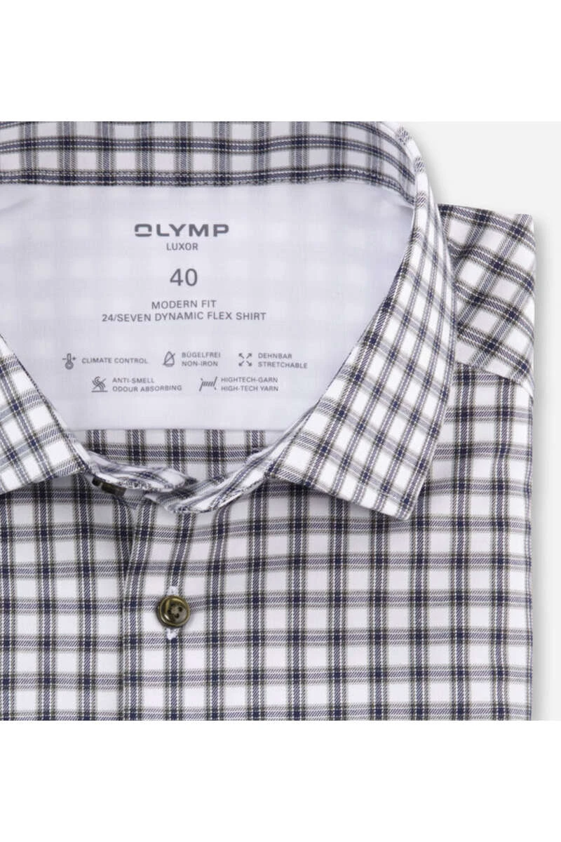 OLYMP Luxor 24/Seven Dynamic Flex Modern Fit Hemd Grün/weiss, Kariert 2 OLYMP Luxor 24/Seven Dynamic Flex Modern Fit Hemd Grün/weiss, Kariert – Bild 2