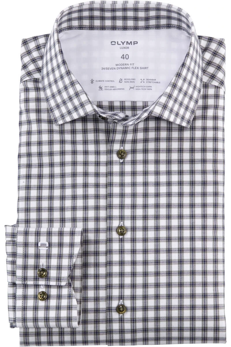 OLYMP Luxor 24/Seven Dynamic Flex Modern Fit Hemd Grün/weiss, Kariert 1 OLYMP Luxor 24/Seven Dynamic Flex Modern Fit Hemd Grün/weiss, Kariert