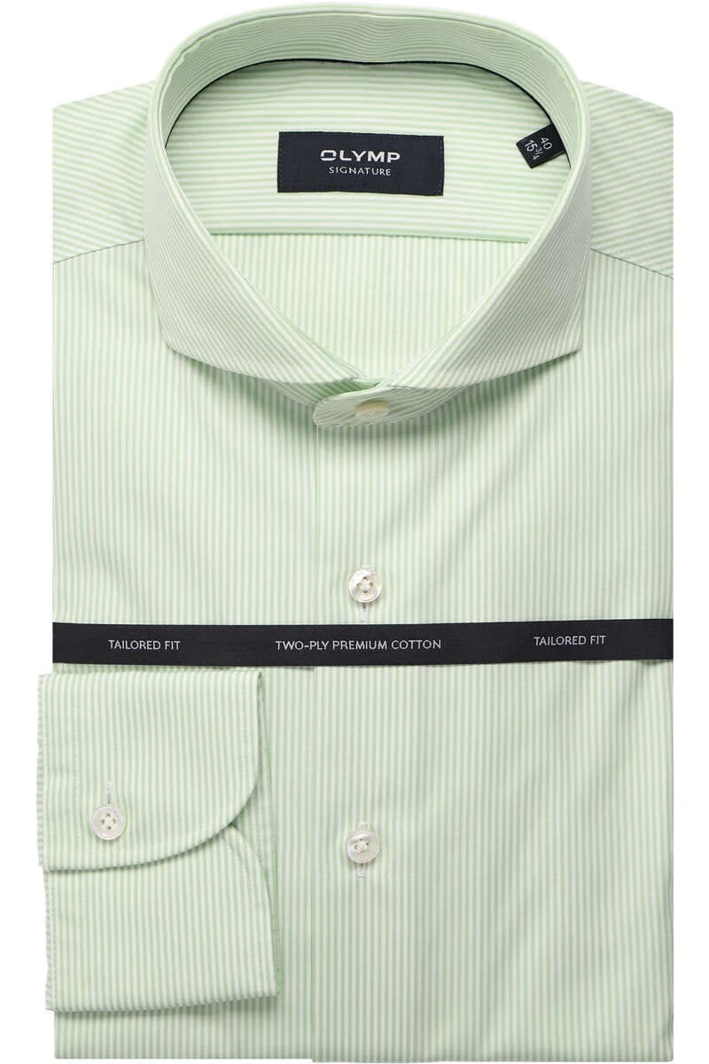 OLYMP SIGNATURE Tailored Fit Hemd Grün/weiss, Gestreift 1 OLYMP SIGNATURE Tailored Fit Hemd Grün/weiss, Gestreift
