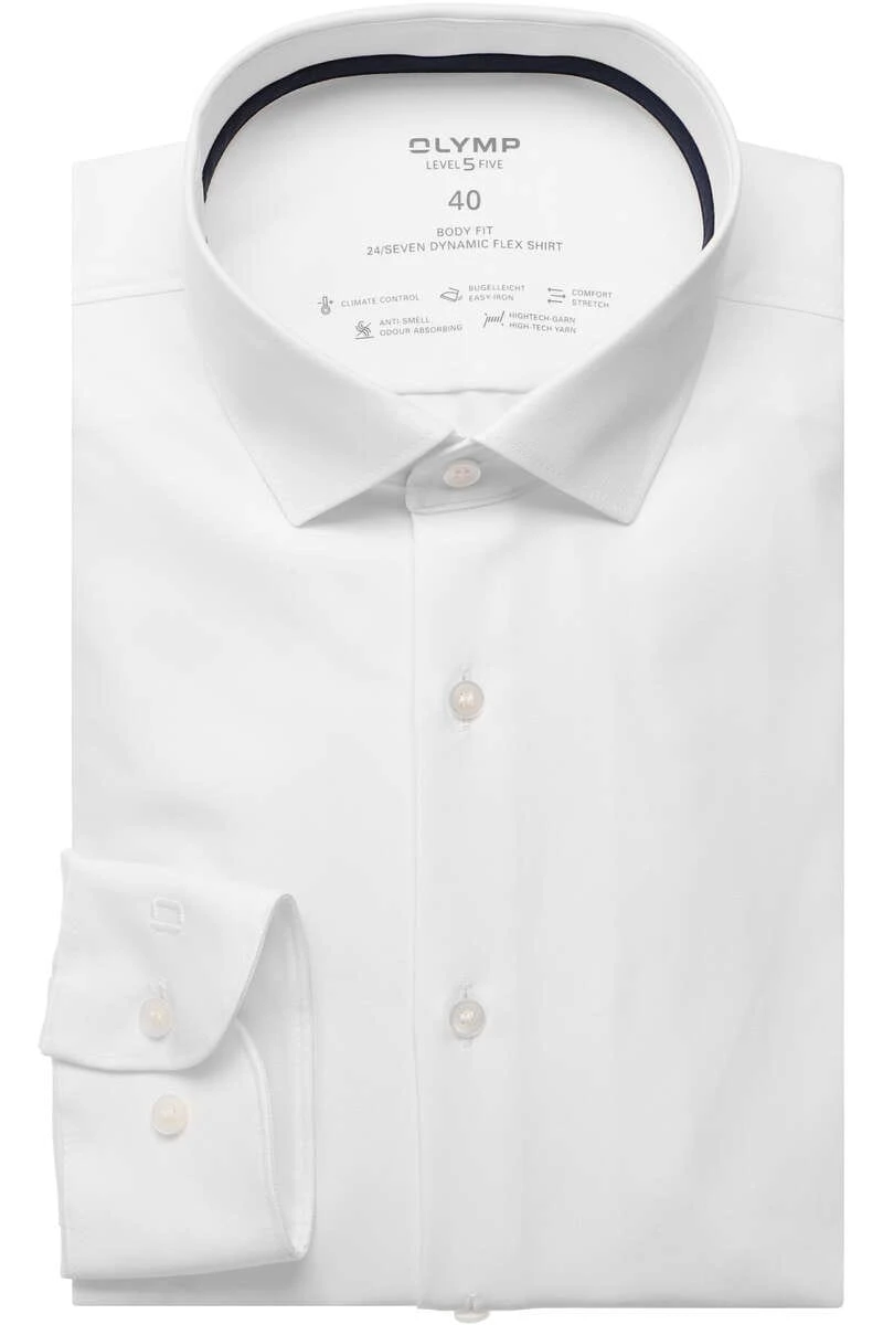 OLYMP Level Five 24/Seven Body Fit Jerseyhemd Weiss, 1 OLYMP Level Five 24/Seven Body Fit Jerseyhemd Weiss,