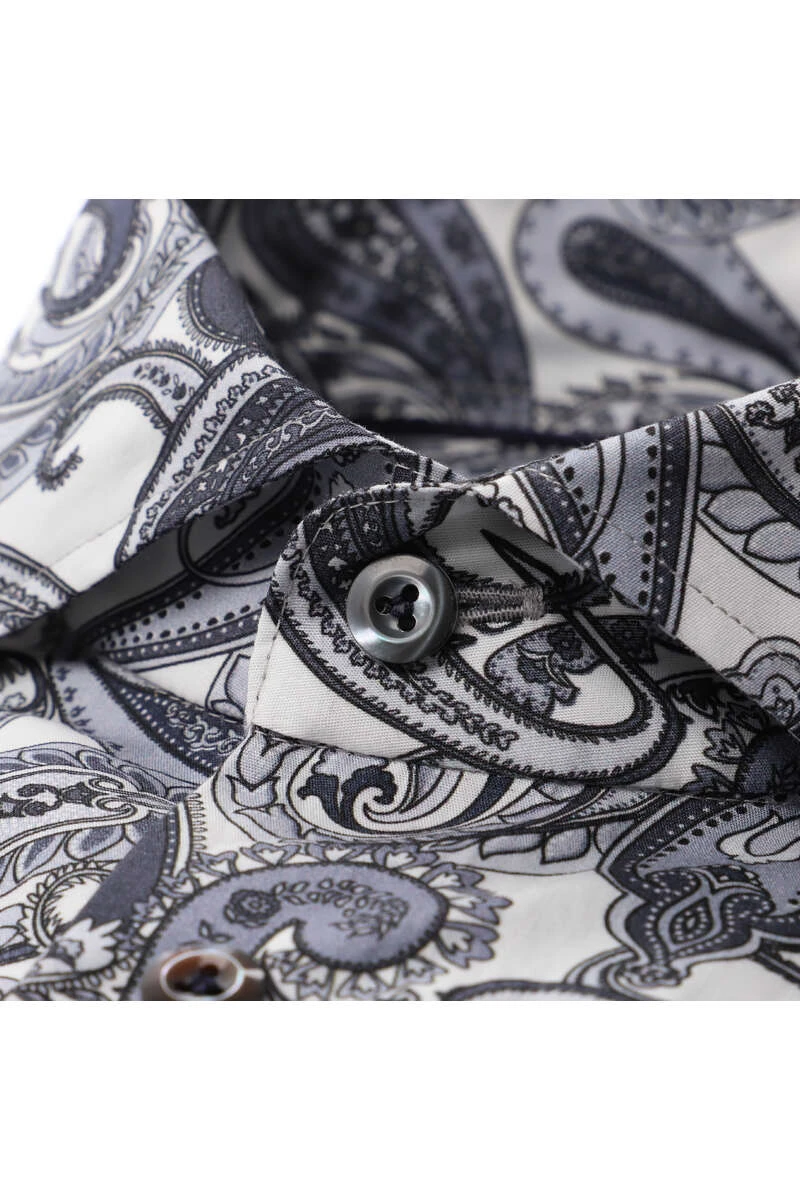 Van Laack Slim Fit Hemd Grau/weiss, Paisley 2 Van Laack Slim Fit Hemd Grau/weiss, Paisley – Bild 2