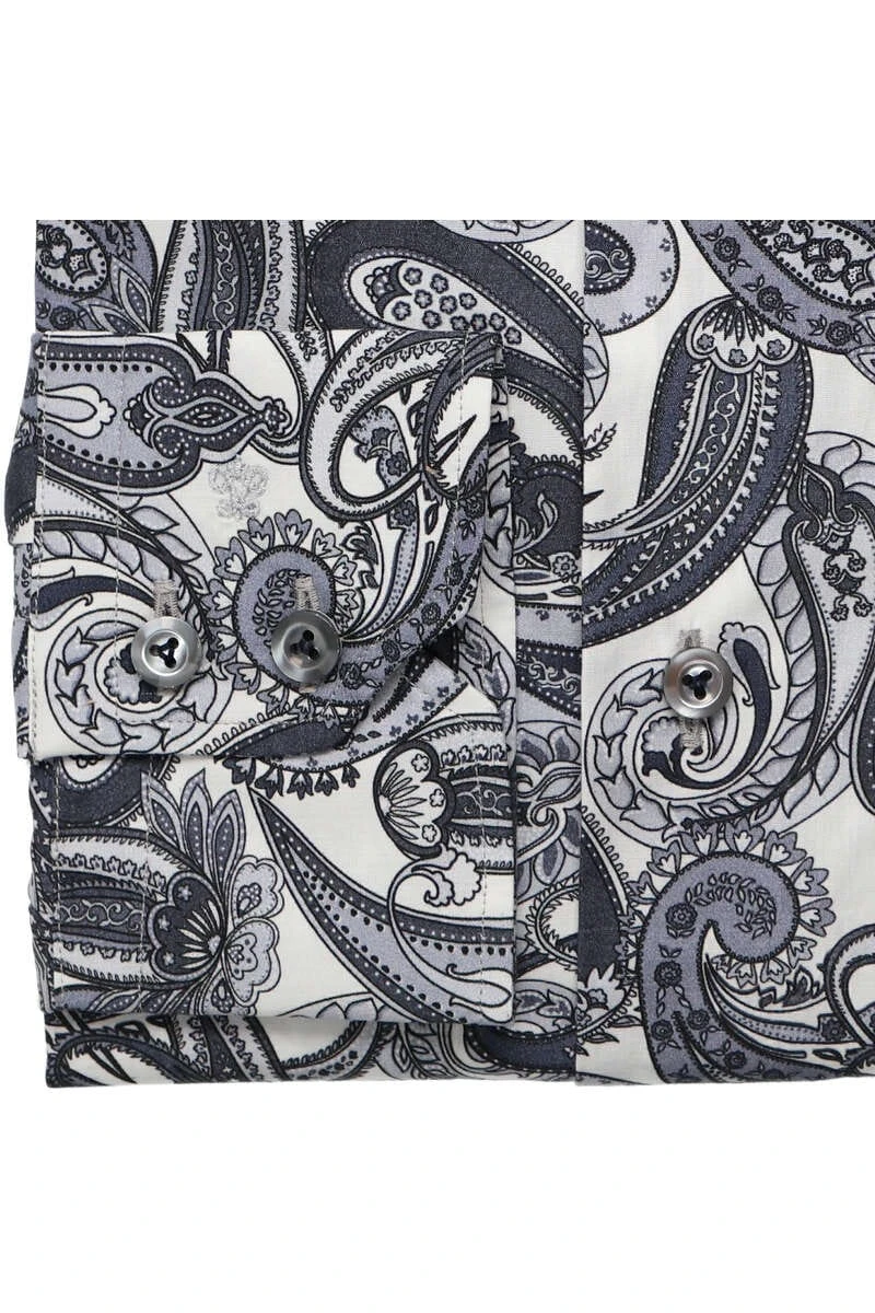 Van Laack Slim Fit Hemd Grau/weiss, Paisley 3 Van Laack Slim Fit Hemd Grau/weiss, Paisley – Bild 3