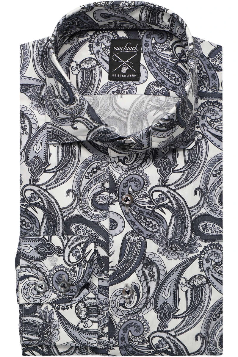 Van Laack Slim Fit Hemd Grau/weiss, Paisley 1 Van Laack Slim Fit Hemd Grau/weiss, Paisley