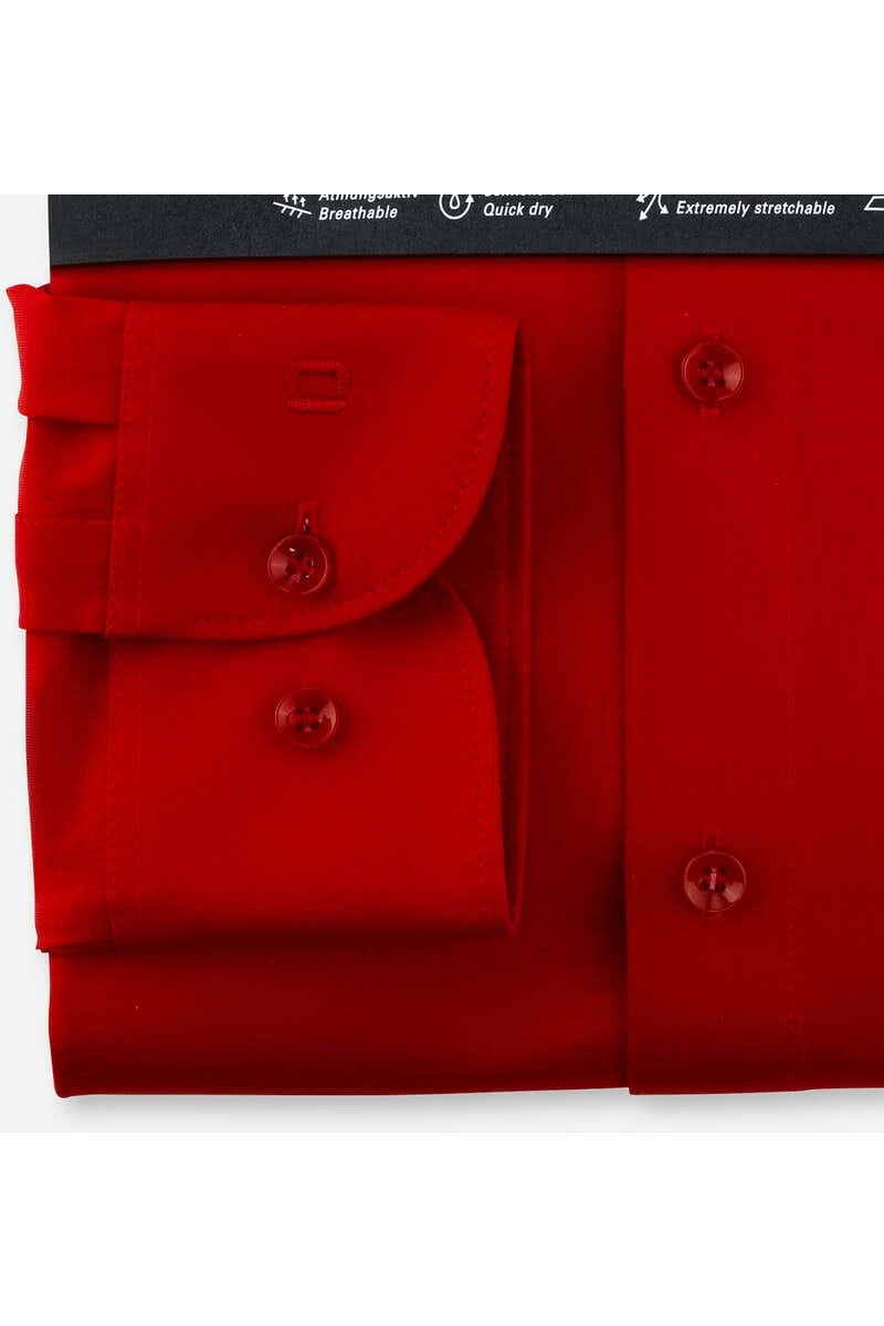 OLYMP Level Five 24/Seven Body Fit Jerseyhemd Rot, Einfarbig 4 OLYMP Level Five 24/Seven Body Fit Jerseyhemd Rot, Einfarbig – Bild 4