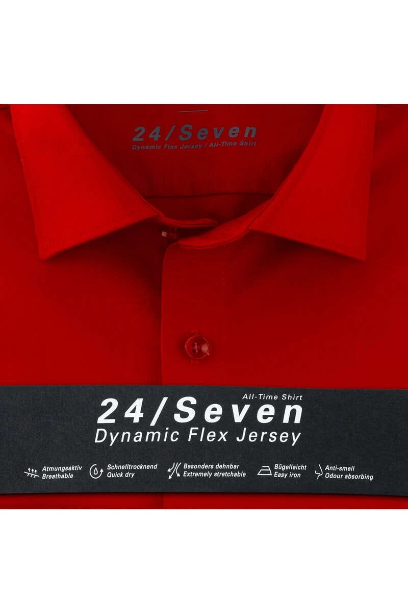 OLYMP Level Five 24/Seven Body Fit Jerseyhemd Rot, Einfarbig 5 OLYMP Level Five 24/Seven Body Fit Jerseyhemd Rot, Einfarbig – Bild 5