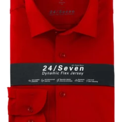 OLYMP Level Five 24/Seven Body Fit Jerseyhemd Rot, Einfarbig