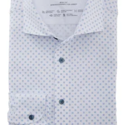 OLYMP Level Five 24/Seven Dynamic Flex Body Fit Jerseyhemd Weiss/blau, Gemustert