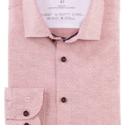 OLYMP Level Five 24/Seven Dynamic Flex Body Fit Jerseyhemd Rot, Gemustert