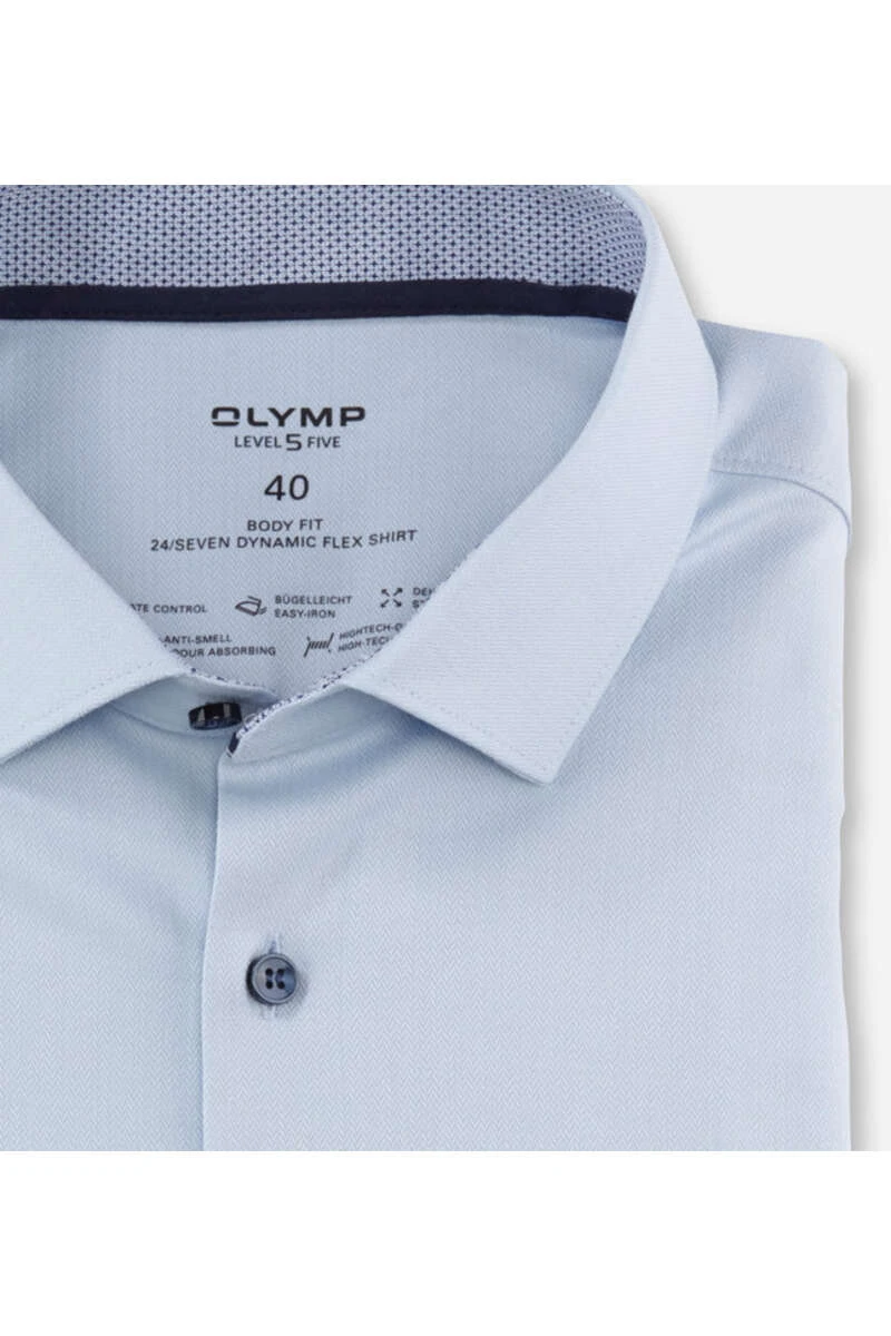OLYMP Level Five 24/Seven Dynamic Flex Body Fit Hemd Hellblau, Strukturiert 2 OLYMP Level Five 24/Seven Dynamic Flex Body Fit Hemd Hellblau, Strukturiert – Bild 2