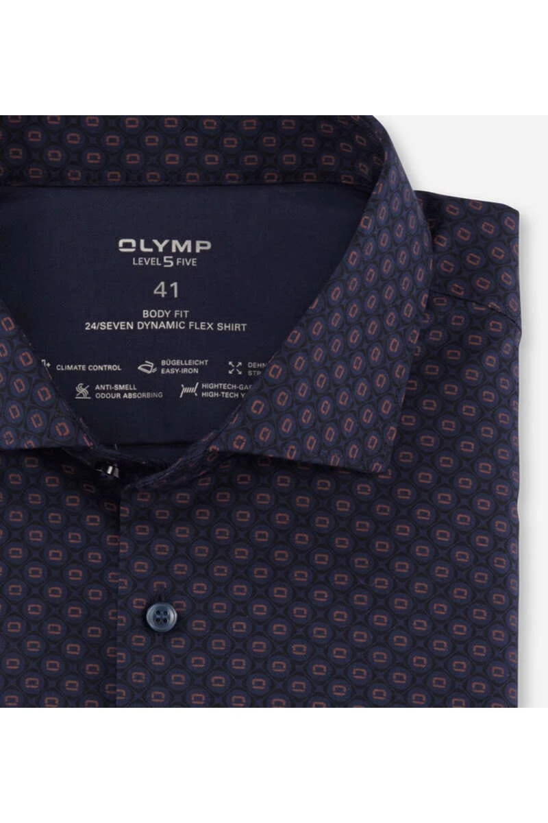 OLYMP Level Five 24/Seven Dynamic Flex Body Fit Hemd Blau/rot, Gemustert 2 OLYMP Level Five 24/Seven Dynamic Flex Body Fit Hemd Blau/rot, Gemustert – Bild 2