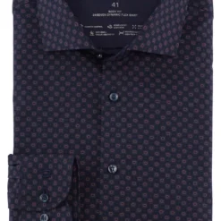 OLYMP Level Five 24/Seven Dynamic Flex Body Fit Hemd Blau/rot, Gemustert