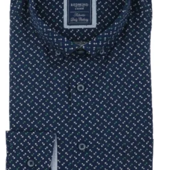 Redmond Regular Fit Hemd Dunkelblau, Gemustert