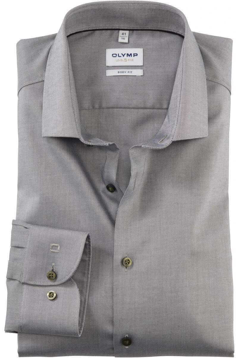 OLYMP Level Five Body Fit Hemd Oliv, Faux-uni 1 OLYMP Level Five Body Fit Hemd Oliv, Faux-uni