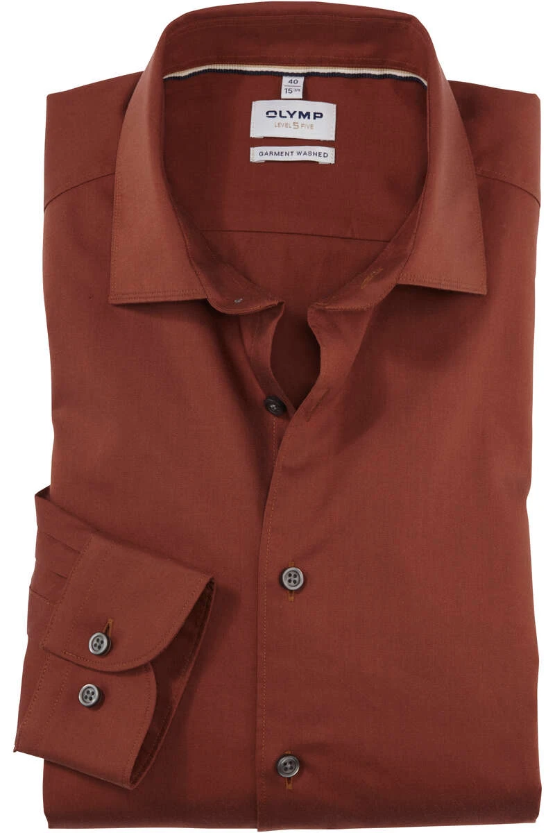 OLYMP Level Five Body Fit Hemd Rotbraun, Einfarbig 1 OLYMP Level Five Body Fit Hemd Rotbraun, Einfarbig