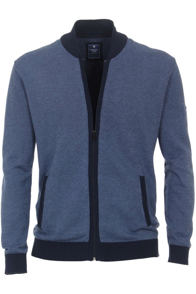 Redmond Casual Regular Fit Herren Strickjacke Zip Blau 1 Redmond Casual Regular Fit Herren Strickjacke Zip Blau
