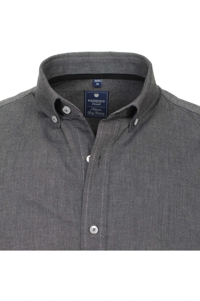 Redmond Casual Regular Fit Hemd Schwarz, Faux-uni 2 Redmond Casual Regular Fit Hemd Schwarz, Faux-uni – Bild 2