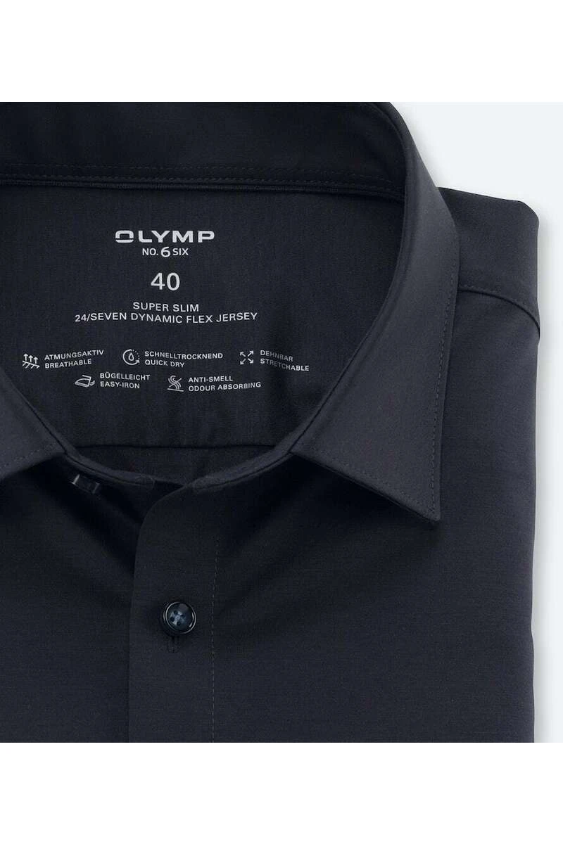 OLYMP No. Six Super Slim Jerseyhemd Marine, Einfarbig 2 OLYMP No. Six Super Slim Jerseyhemd Marine, Einfarbig – Bild 2