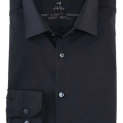 OLYMP No. Six Dynamic Flex Super Slim Jerseyhemd Marine, Einfarbig