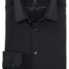 OLYMP No. Six Dynamic Flex Super Slim Jerseyhemd Schwarz, Einfarbig