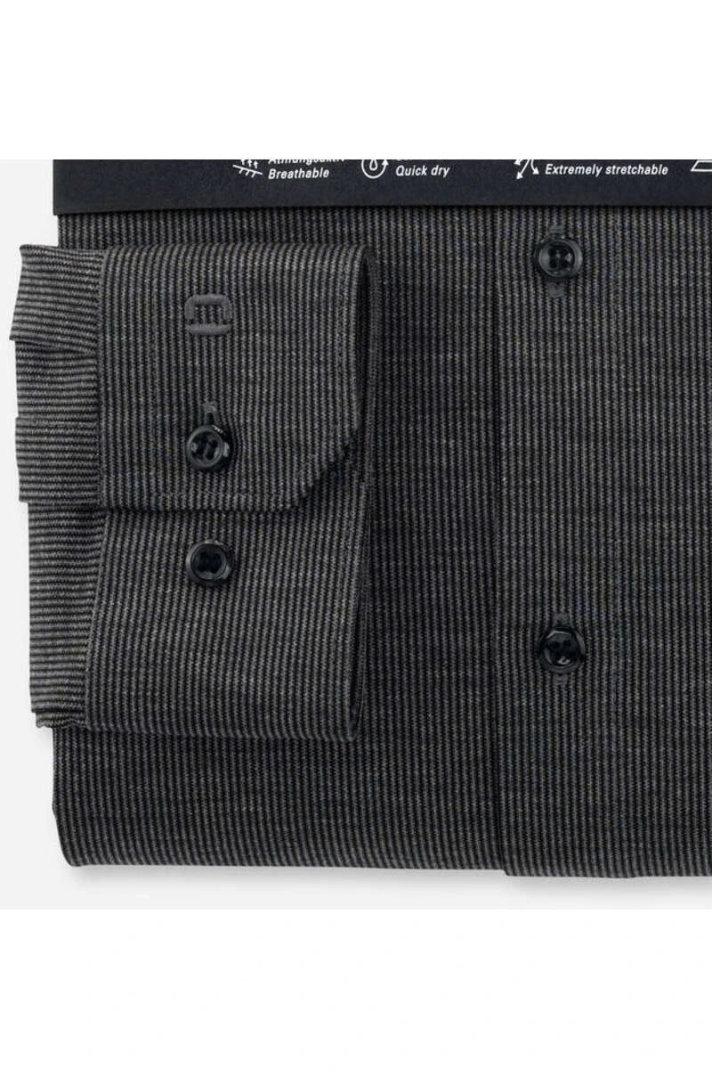 OLYMP No. Six Super Slim Jerseyhemd Schwarz/grau, Gestreift 4 OLYMP No. Six Super Slim Jerseyhemd Schwarz/grau, Gestreift – Bild 4