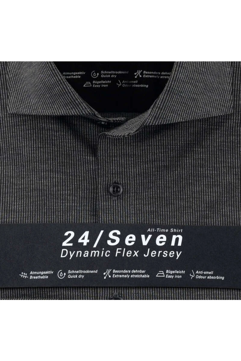 OLYMP No. Six Super Slim Jerseyhemd Schwarz/grau, Gestreift 5 OLYMP No. Six Super Slim Jerseyhemd Schwarz/grau, Gestreift – Bild 5