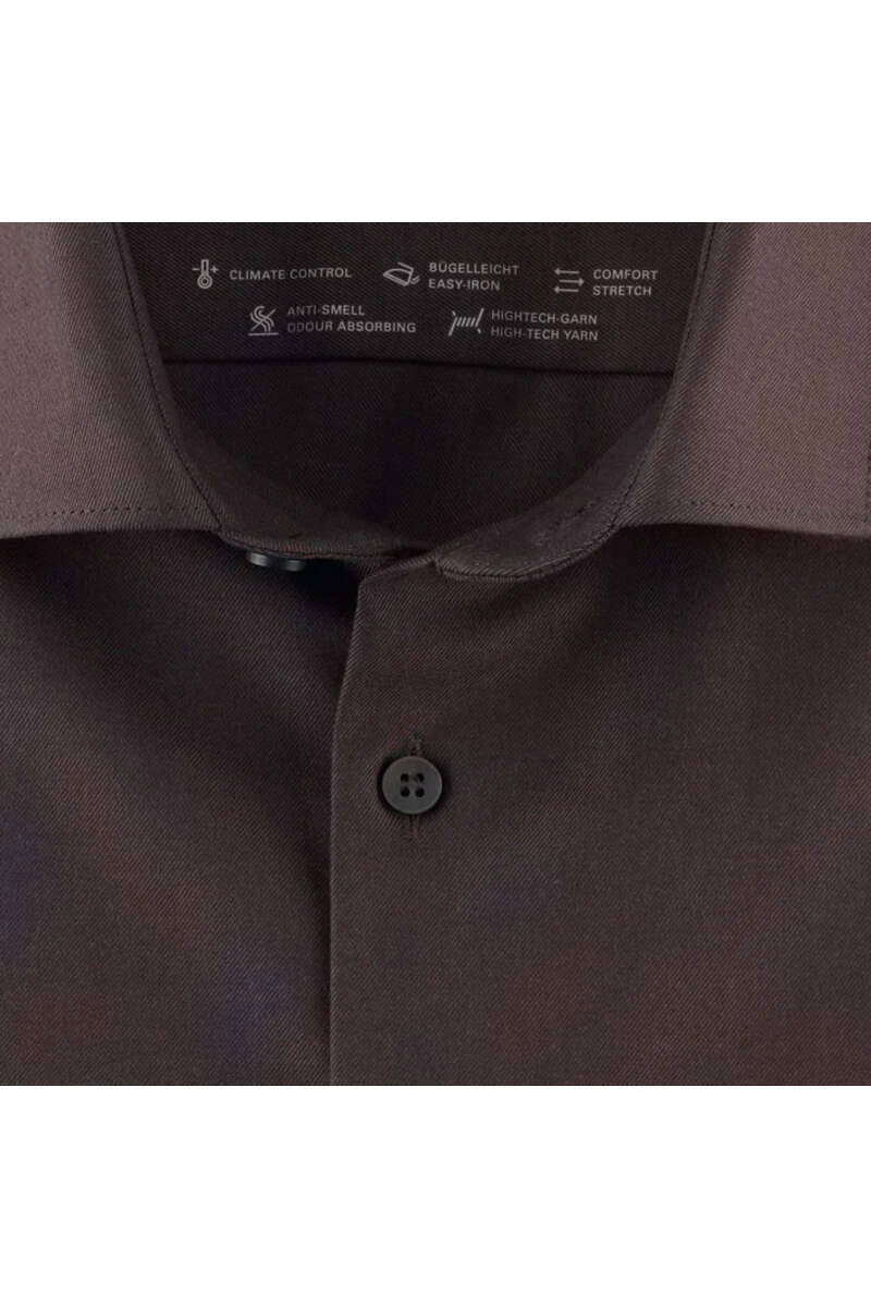 OLYMP No. Six 24/Seven Dynamic Flex Super Slim Jerseyhemd Braun, Einfarbig 4 OLYMP No. Six 24/Seven Dynamic Flex Super Slim Jerseyhemd Braun, Einfarbig – Bild 4