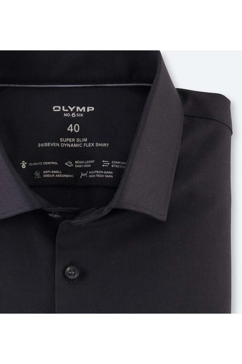 OLYMP No. Six 24/Seven Dynamic Flex Super Slim Jerseyhemd Schwarz, Einfarbig 2 OLYMP No. Six 24/Seven Dynamic Flex Super Slim Jerseyhemd Schwarz, Einfarbig – Bild 2