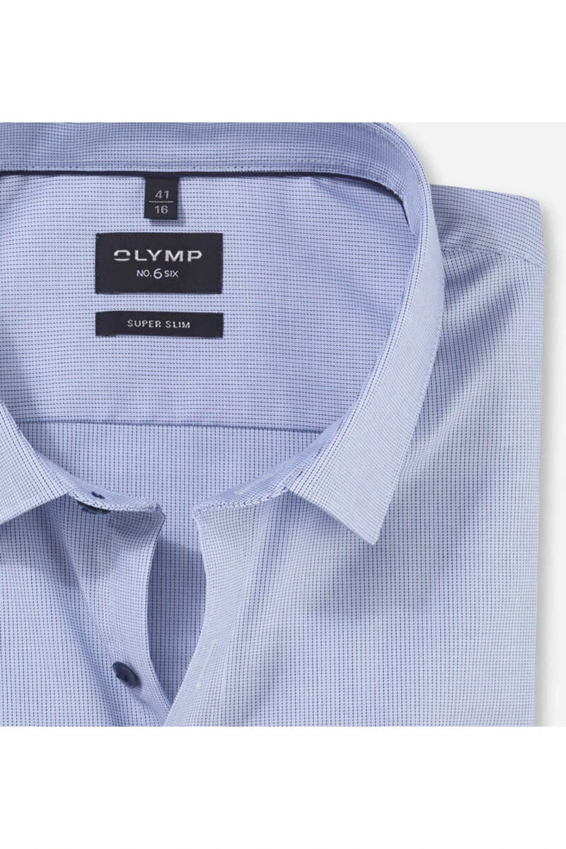 OLYMP No. Six Super Slim Hemd Bleu, Gemustert 2 OLYMP No. Six Super Slim Hemd Bleu, Gemustert – Bild 2