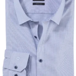 OLYMP No. Six Super Slim Hemd Bleu, Gemustert