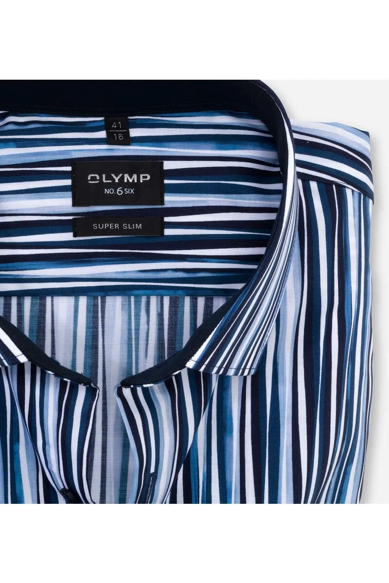OLYMP No. Six Super Slim Hemd Marine, Gestreift 2 OLYMP No. Six Super Slim Hemd Marine, Gestreift – Bild 2