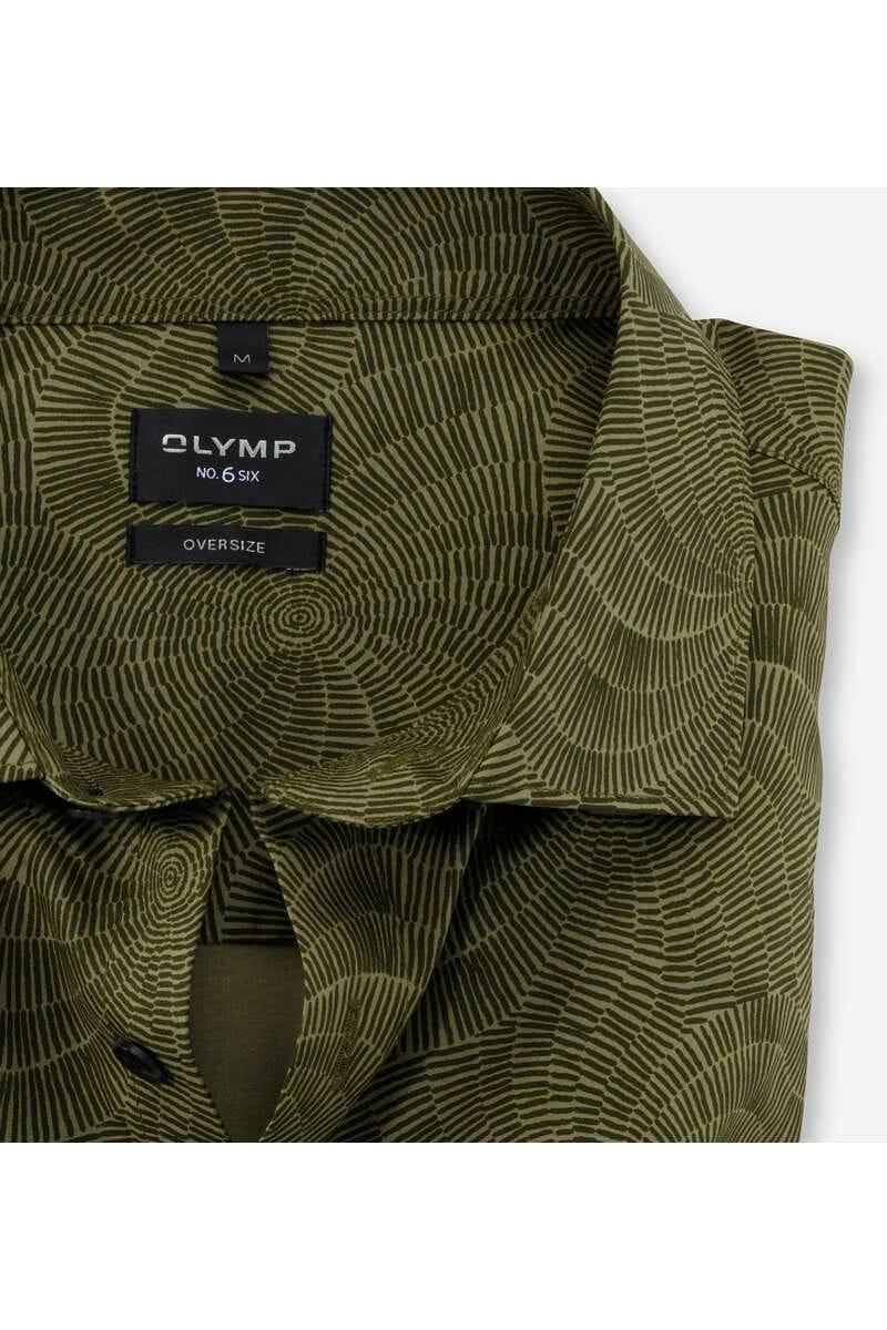 OLYMP No. Six Super Slim Hemd Oliv, Gemustert 2 OLYMP No. Six Super Slim Hemd Oliv, Gemustert – Bild 2