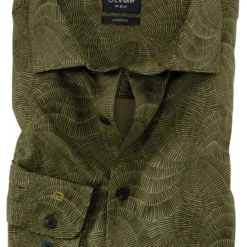 OLYMP No. Six Super Slim Hemd Oliv, Gemustert