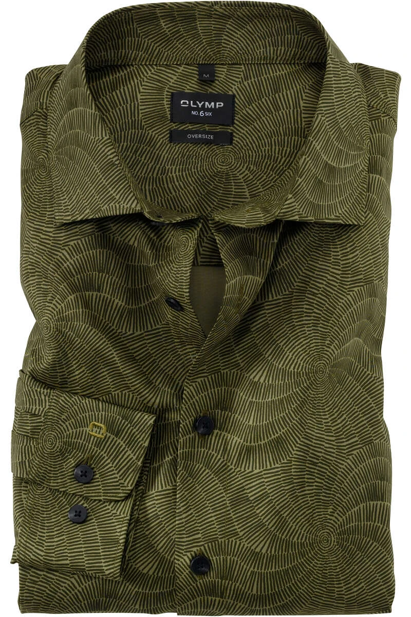 OLYMP No. Six Super Slim Hemd Oliv, Gemustert 1 OLYMP No. Six Super Slim Hemd Oliv, Gemustert