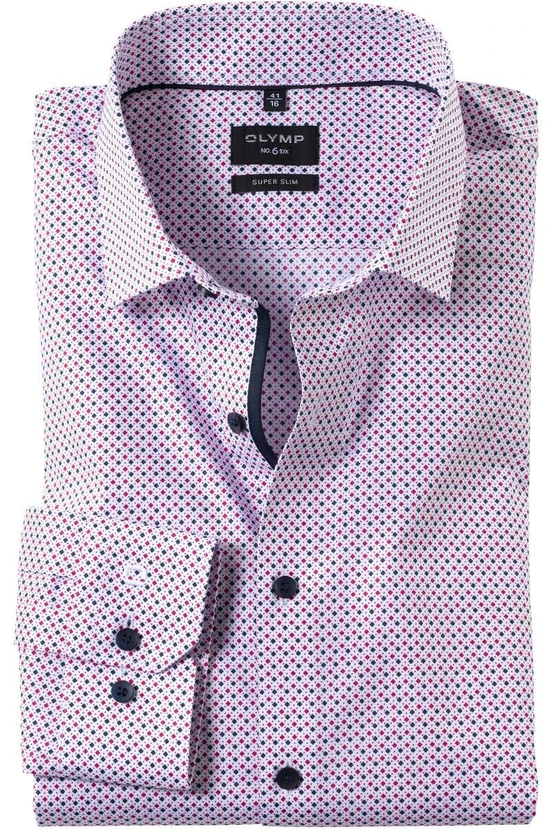 OLYMP No. Six Super Slim Hemd Fuchsia, Gemustert 1 OLYMP No. Six Super Slim Hemd Fuchsia, Gemustert