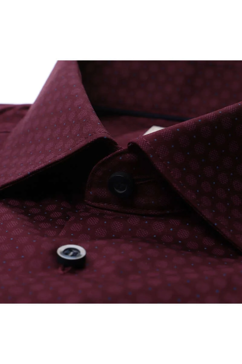 OLYMP Level Five Body Fit Hemd Granat, Gemustert 2 OLYMP Level Five Body Fit Hemd Granat, Gemustert – Bild 2