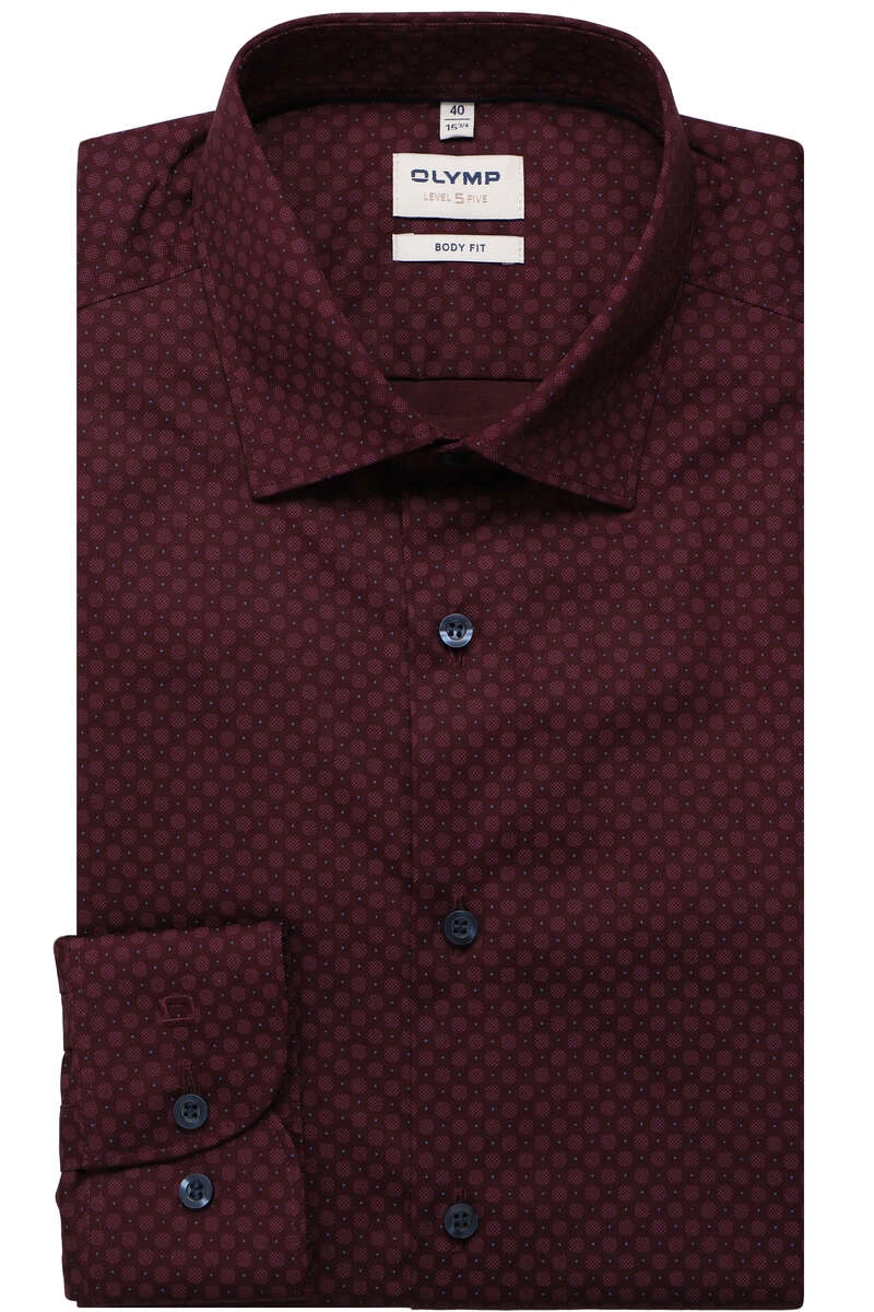 OLYMP Level Five Body Fit Hemd Granat, Gemustert 1 OLYMP Level Five Body Fit Hemd Granat, Gemustert